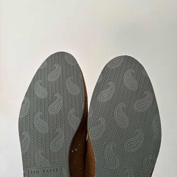 Ted Baker Men’s Oshua Perforated Suede Cognac Brown Leather Slip on Loafers - Picture 7 of 10